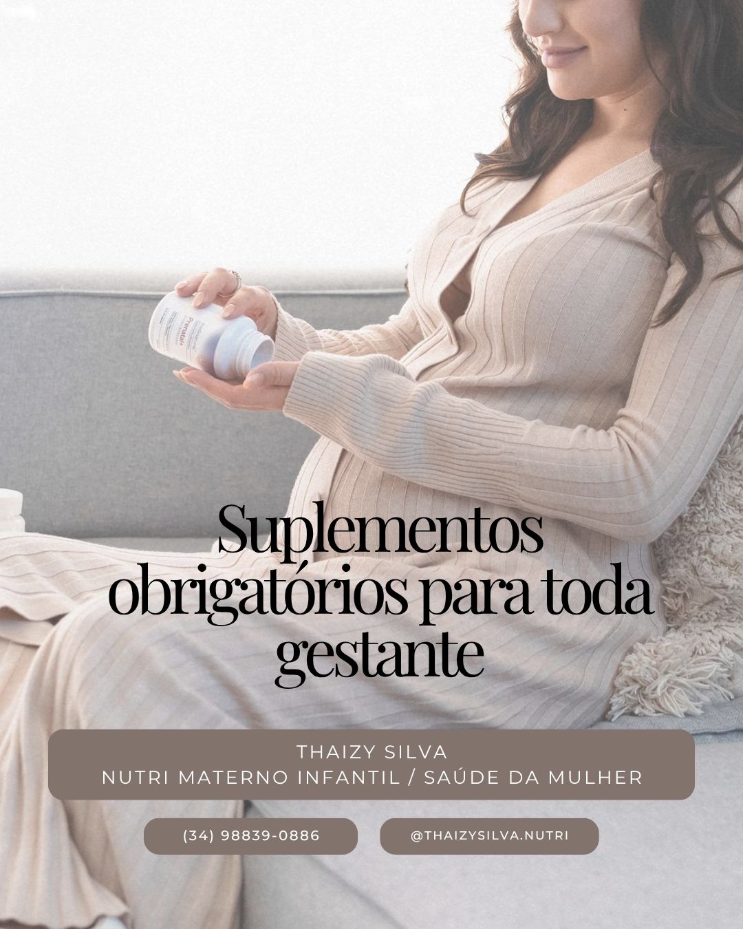 Post Instagram psicologia perinatal clean minimalista preto e bege